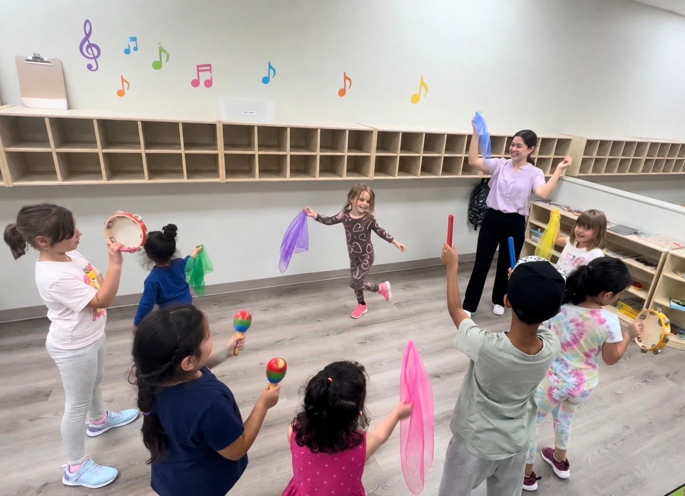 Children participating in music and movement activities